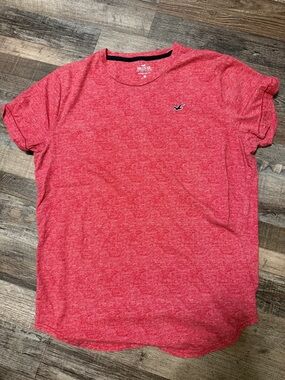Hollister men's curved hem basic T-shirt in red heather size L